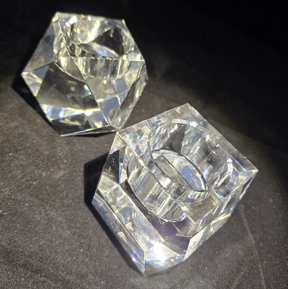 2 unmatching Clear Crystal Rosenthal Votive Candle Holders - Picture 6 of 9